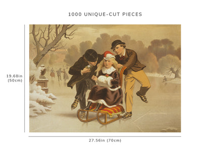 1000 piece puzzle - 1869 Rivals | Boys Skating alongside of girl on sled | Thomas Sinclair | Jigsaw Puzzle
