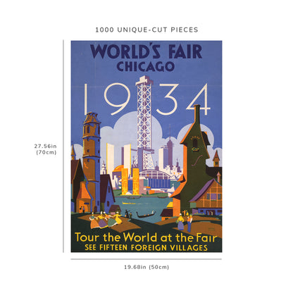 1000 piece puzzle - 1934 World's Fair, Chicago, Illinois | Jigsaw Puzzle Game for Adults | Birthday Present