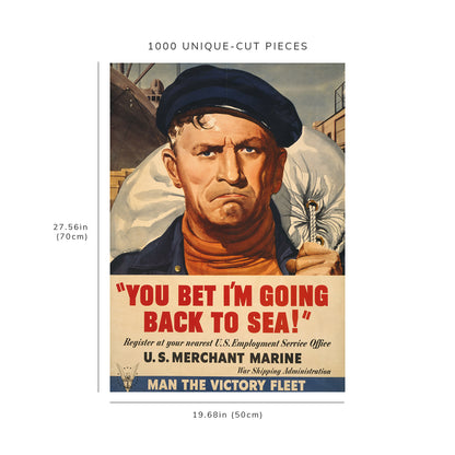 1000 piece puzzle - 1942 Merchant Marine carrying Duffle Bag | War Shipping Administration | World War