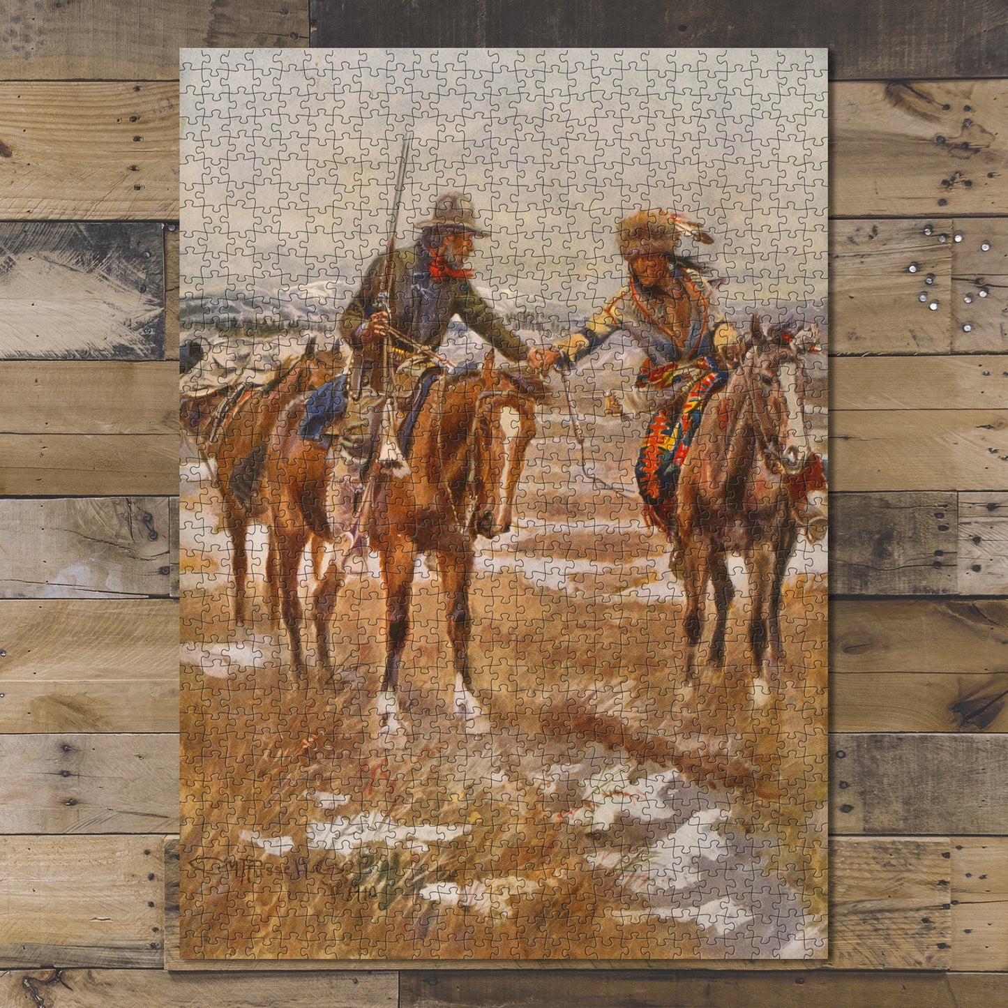 1000 piece puzzle 1911 The Meeting Euro-American man, holding rifle Birthday Present Gifts