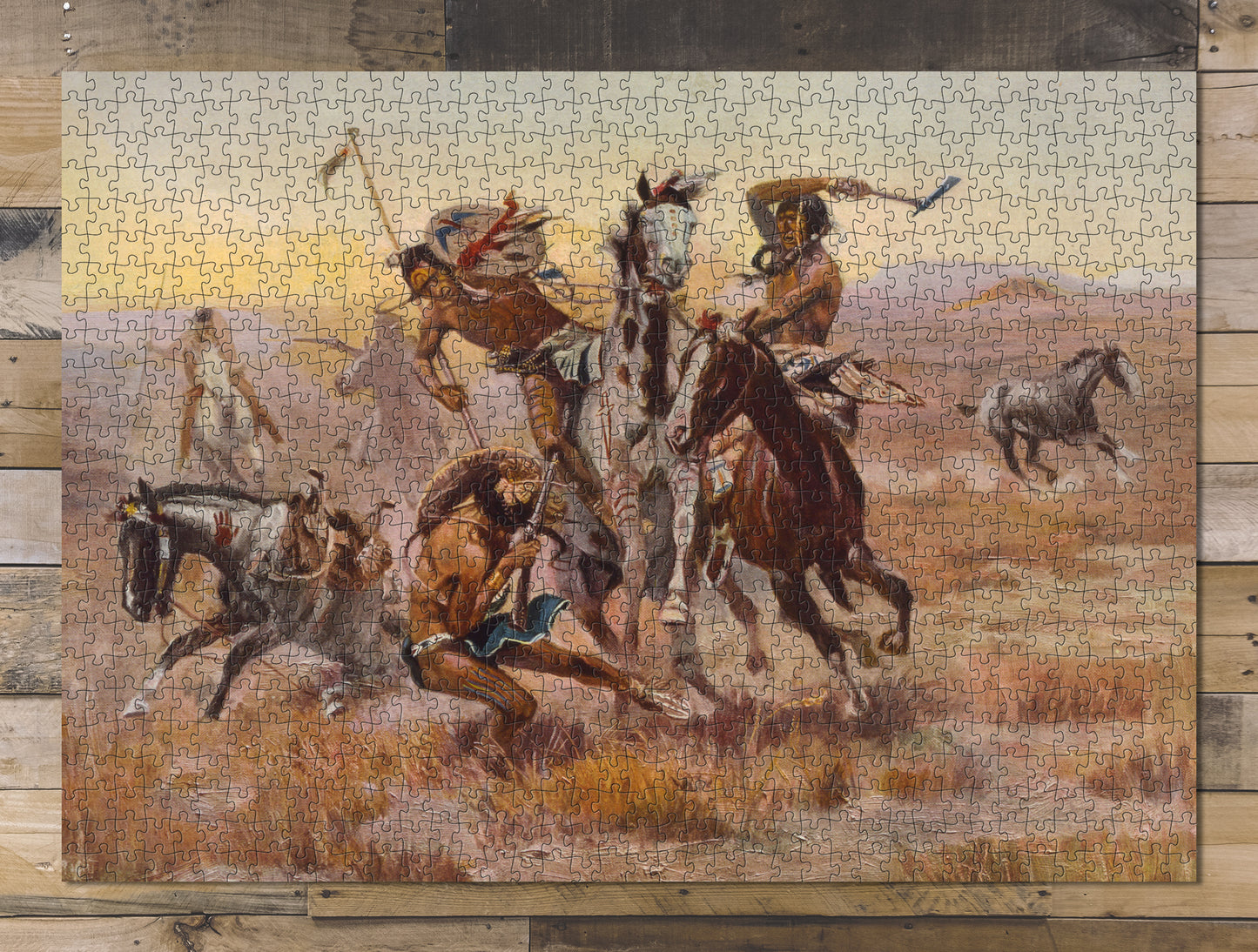 1000 piece puzzle 1902 When Sioux & Blackfeet Met Battle Between Sioux & Blackfeet Indians Hand made