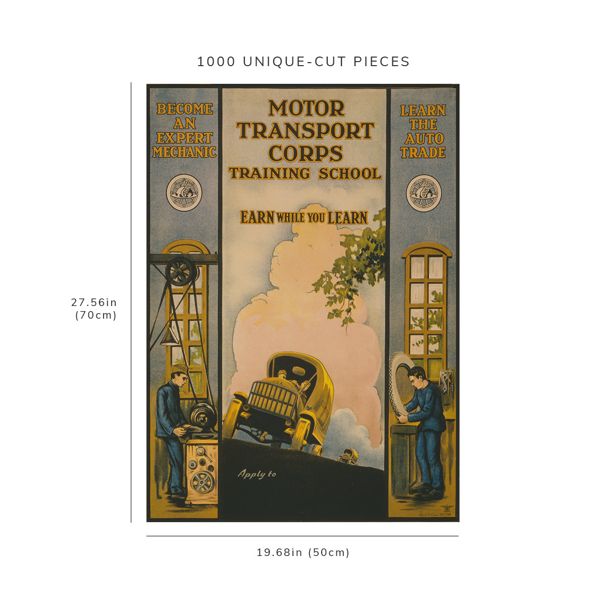 1000 piece puzzle - 1919 Motor Transport Corps Training School | Earn While you Learn | World War