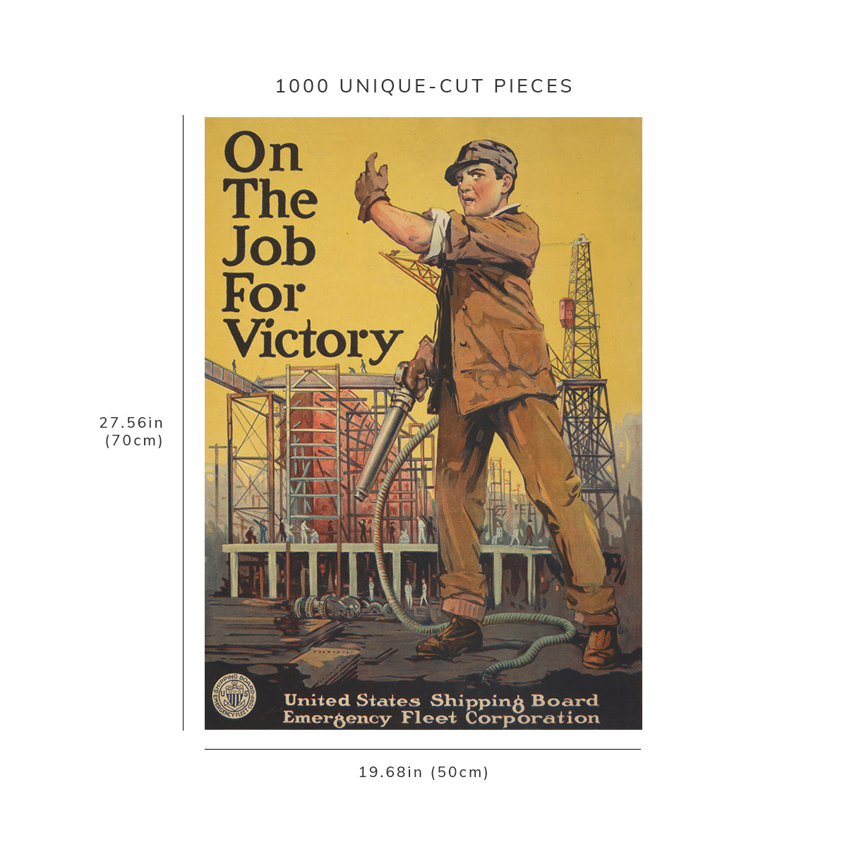 1000 piece puzzle - 1917 On the job for victory | workman in shipyard | War Work | American War Poster