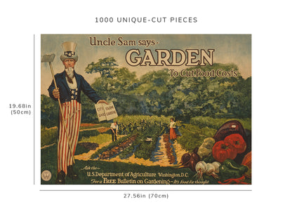 1000 piece puzzle - 1917 Uncle Sam says Garden to Cut Food Costs | Department of Agriculture | World War