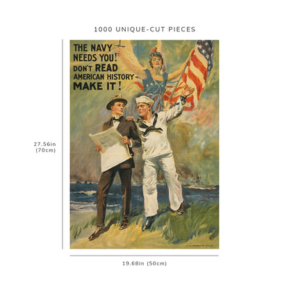 1000 piece puzzle - 1917 The Navy Needs you | Don't Read American History - Make it | World War