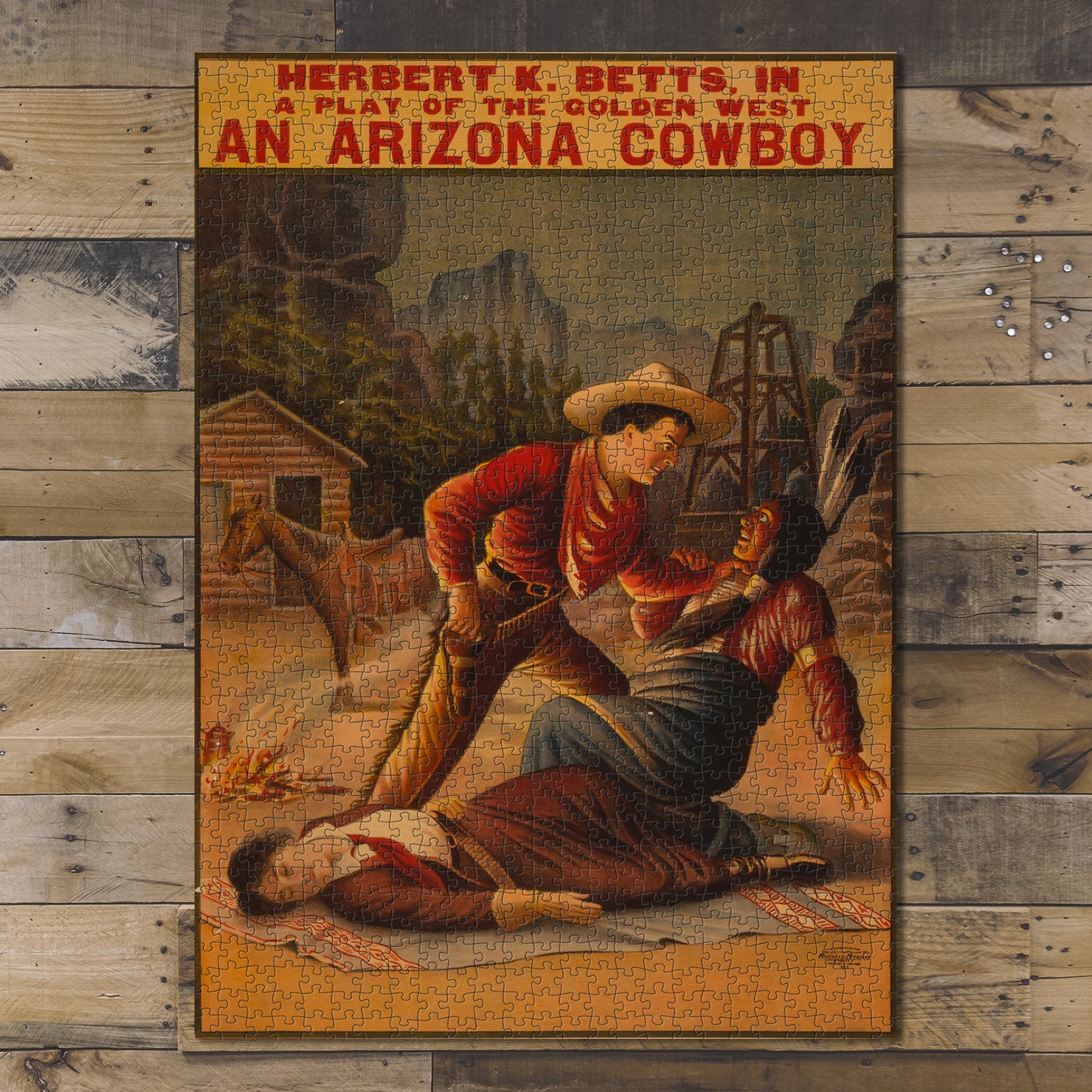 1000 piece puzzle Herbert K. Betts in a play of the golden west, An Arizona cowboy