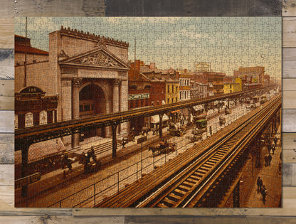 1000 piece puzzle 1900 Bowery New York City Detroit Publishing Co Family Entertainment Hand made