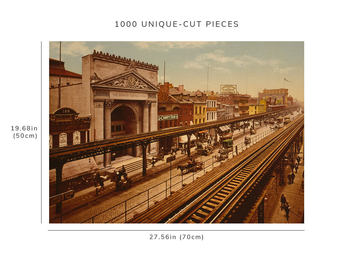 1000 piece puzzle - 1900 Bowery | New York City | Detroit Publishing Co | Family Entertainment | Hand made