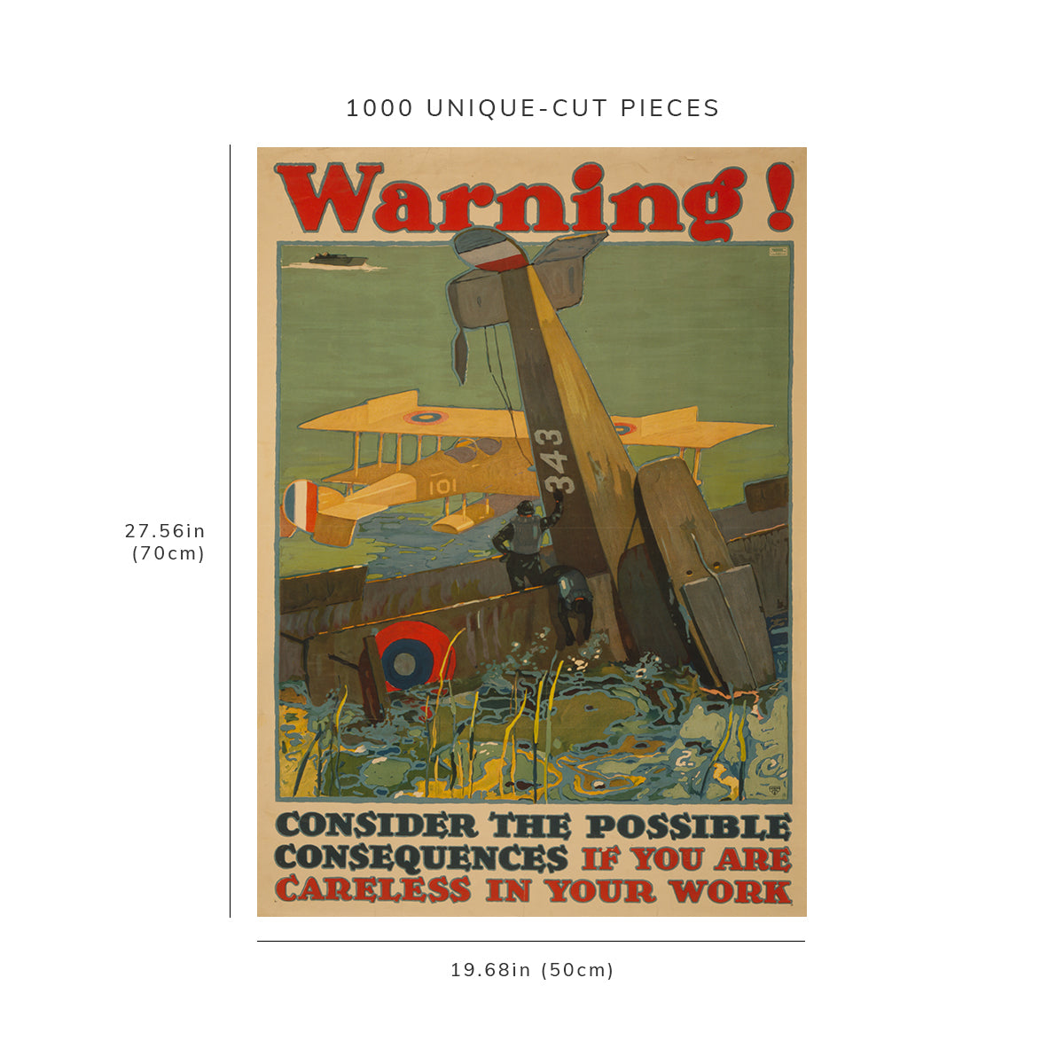 1000 piece puzzle - 1917 World War I | Warning | Airplane | Air Warfare | Aircraft Accidents | Plane Crash