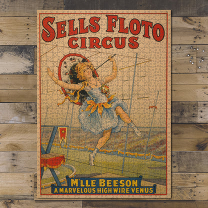 1000 piece puzzle 1921 Sells Floto Circus M'lle Beeson tight-rope walker Family Entertainment