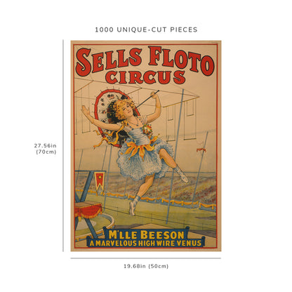 1000 piece puzzle - 1921 Sells Floto Circus M'lle Beeson tight-rope walker | Family Entertainment