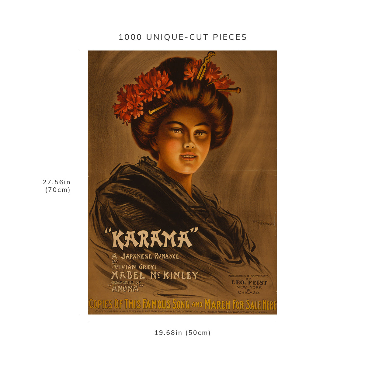 1000 piece puzzle - 1904 Karma | Japanese Romance | Vivian Grey | Mabel McKinley | Geisha, Japan