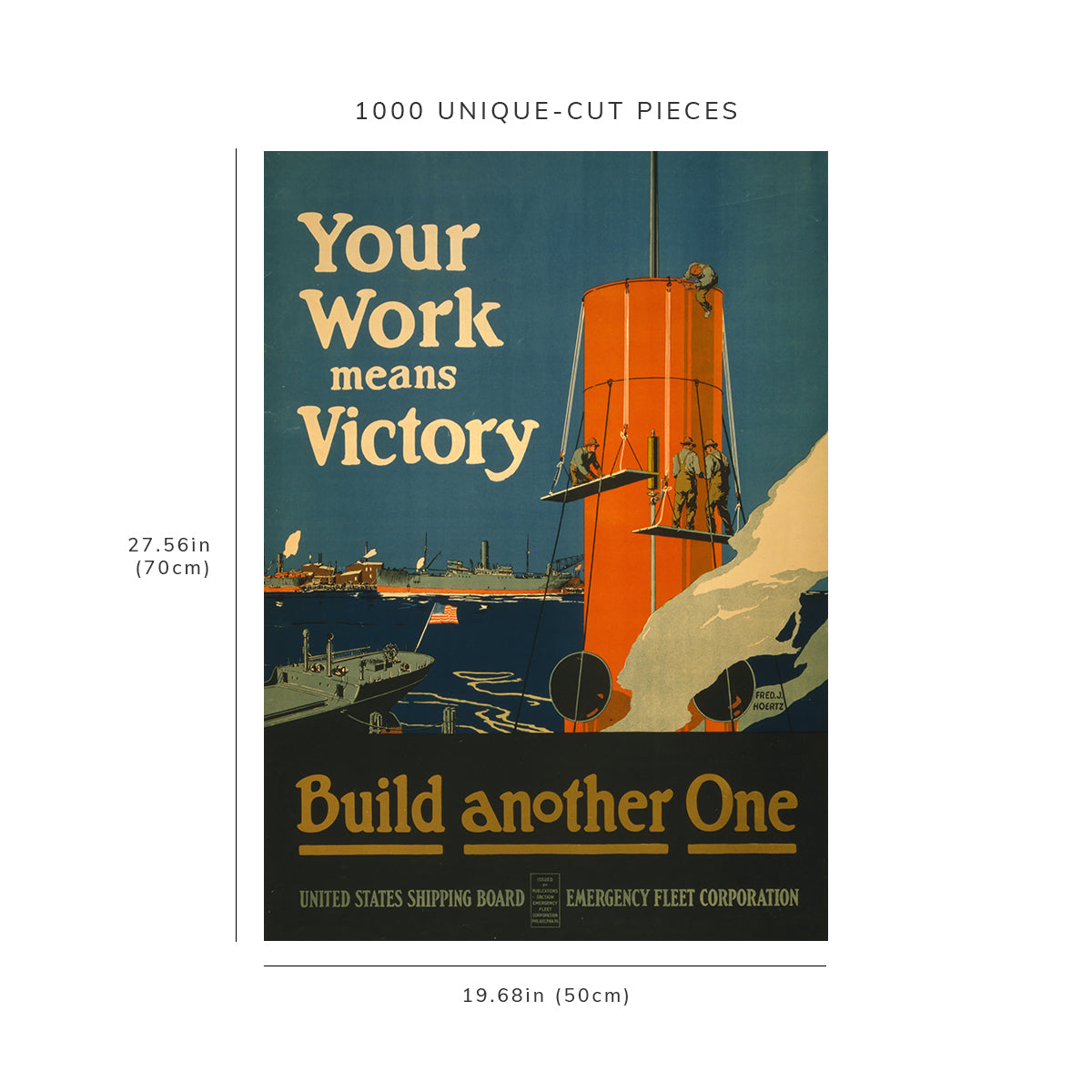 1000 piece puzzle - 1917 Photo: World War I | Smokestacks | US Shipping Board Emergency Fleet