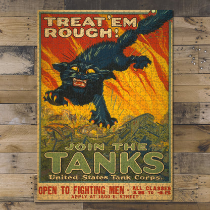 1000 piece puzzle 1917 Photo:  Treat 'em rough Join the tanks U.S. Tank Corps