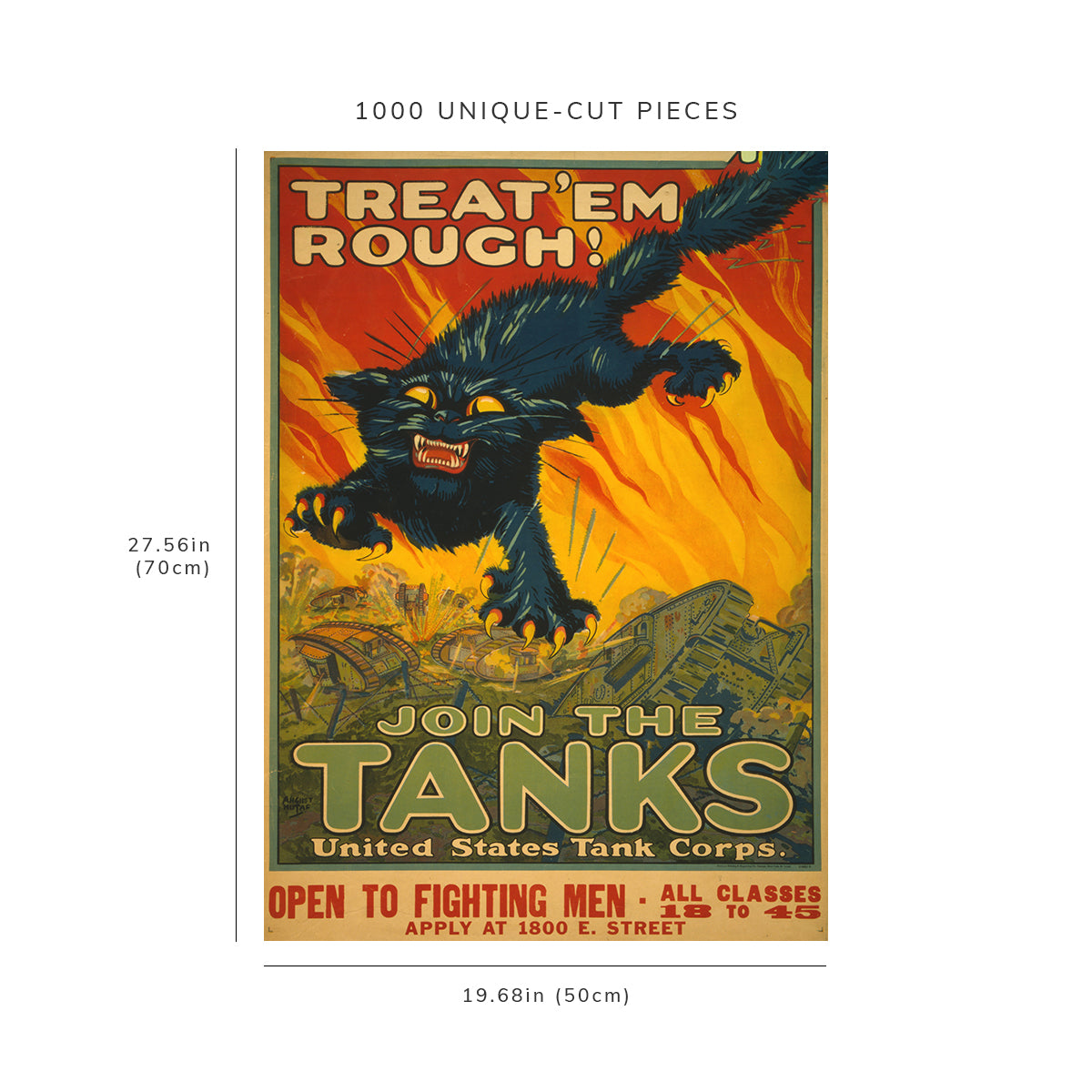 1000 piece puzzle - 1917 Photo:  Treat 'em rough - Join the tanks U.S. Tank Corps