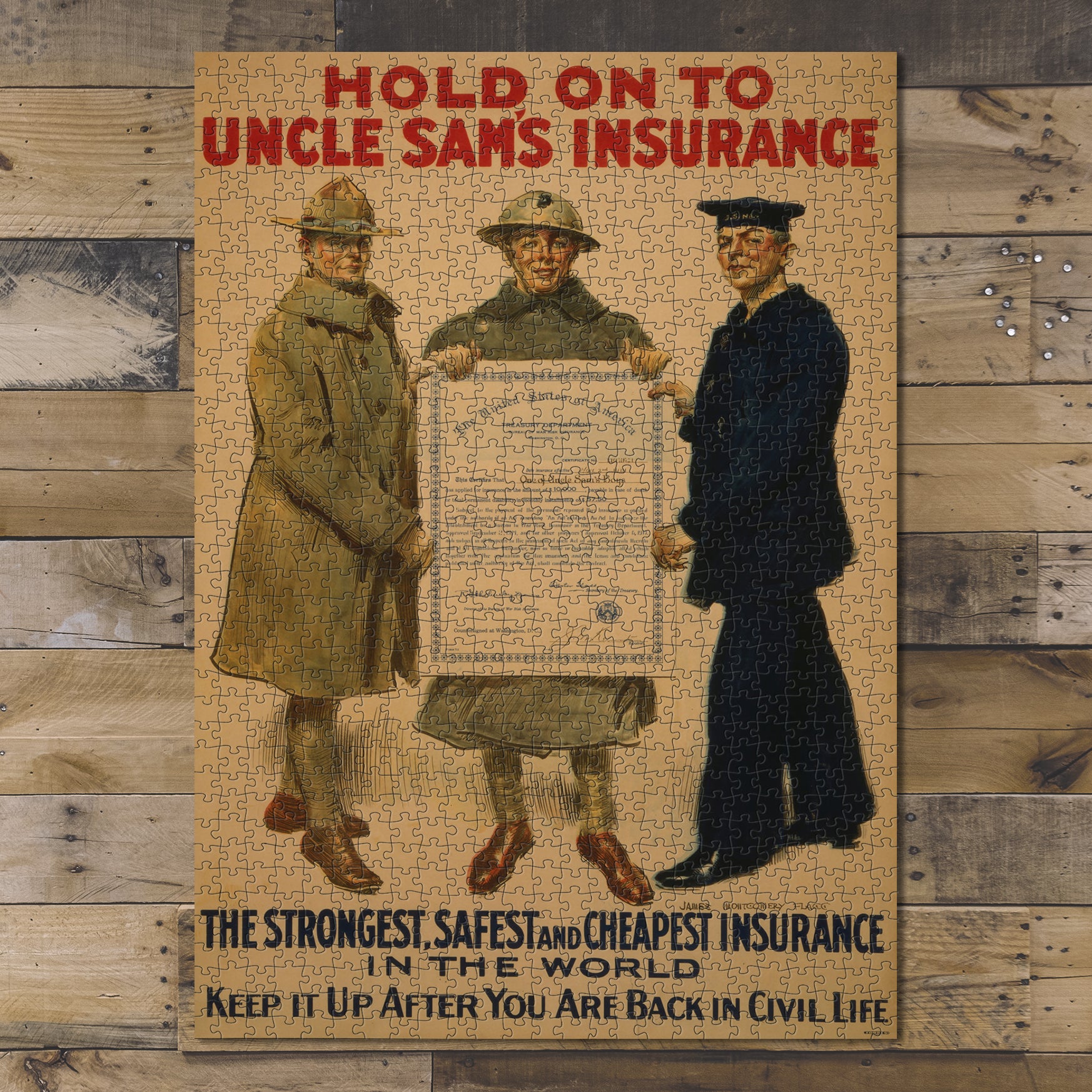 1000 piece puzzle 1918 World War I Uncle Sam's Insurance Family Entertainment