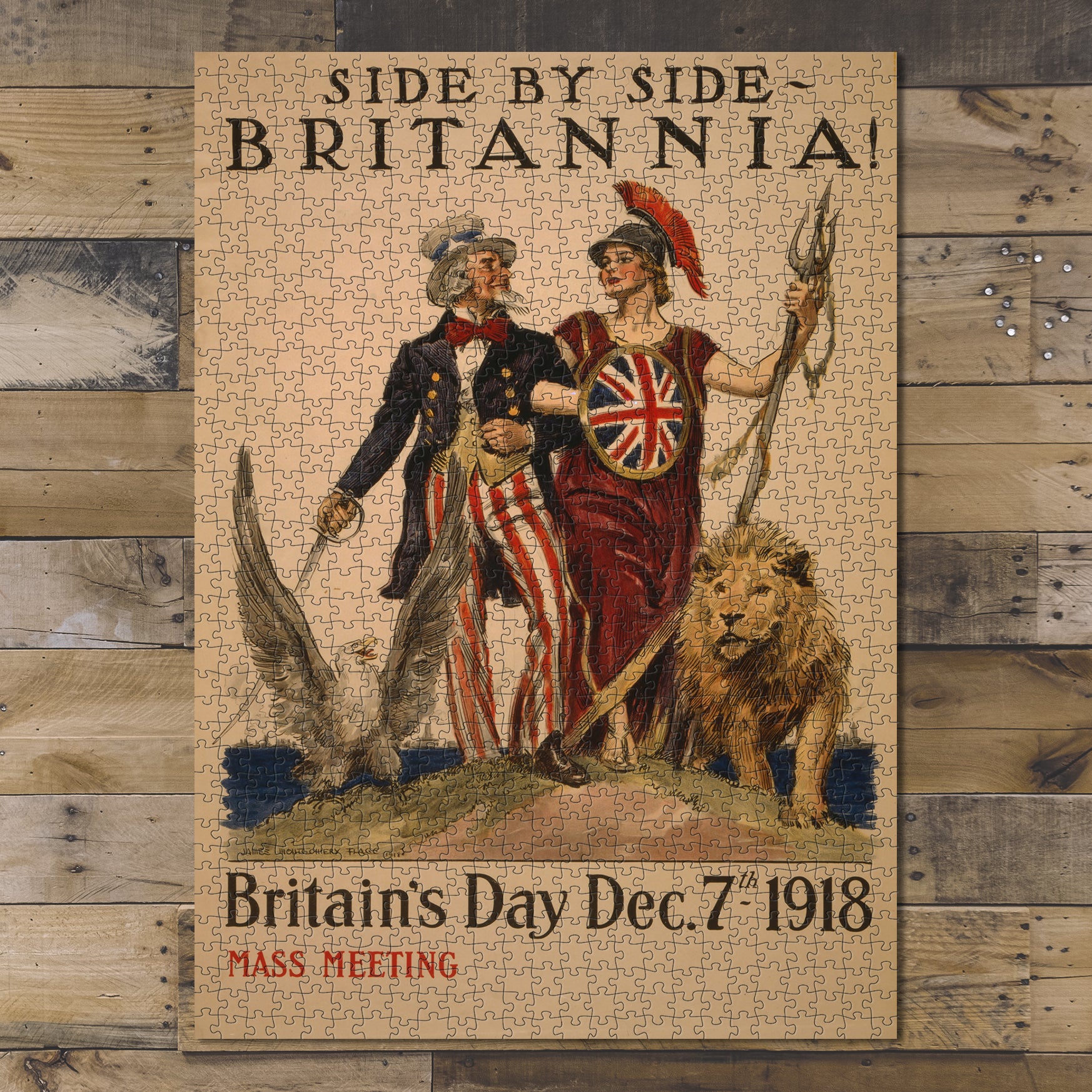 1000 piece puzzle 1918 World War I Britannia Britain Uncle Sam Birthday Present Gifts Hand made