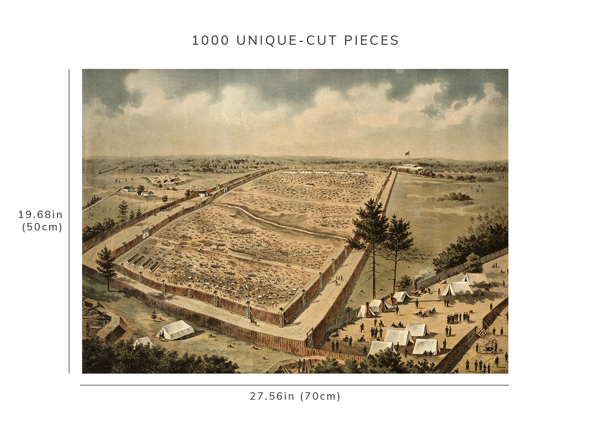 1000 piece puzzle - Photo: Bird's-eye view of Andersonville Prison from the south-east | Jigsaw Puzzle Game