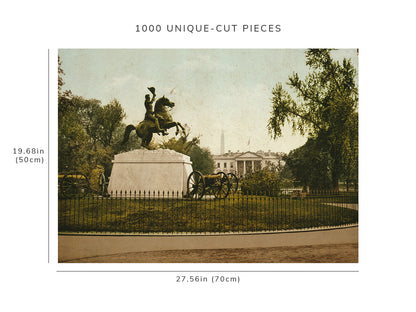 1000 piece puzzle - 1898 Photo: Andrew Jackson Memorial, Lafayette Park, White House