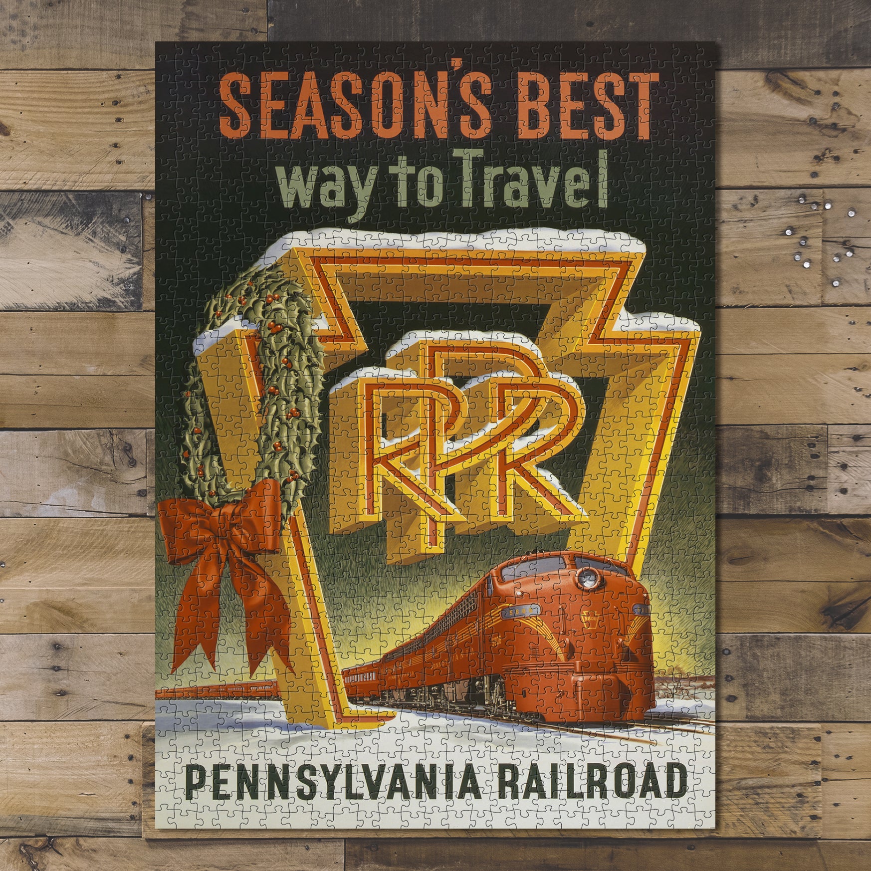 1000 piece puzzle 1955 Photo: Season's best way to travel Pennsylvania Railroad Birthday Present Gift