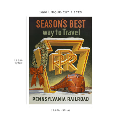 1000 piece puzzle - 1955 Photo: Season's best way to travel | Pennsylvania Railroad | Birthday Present Gift