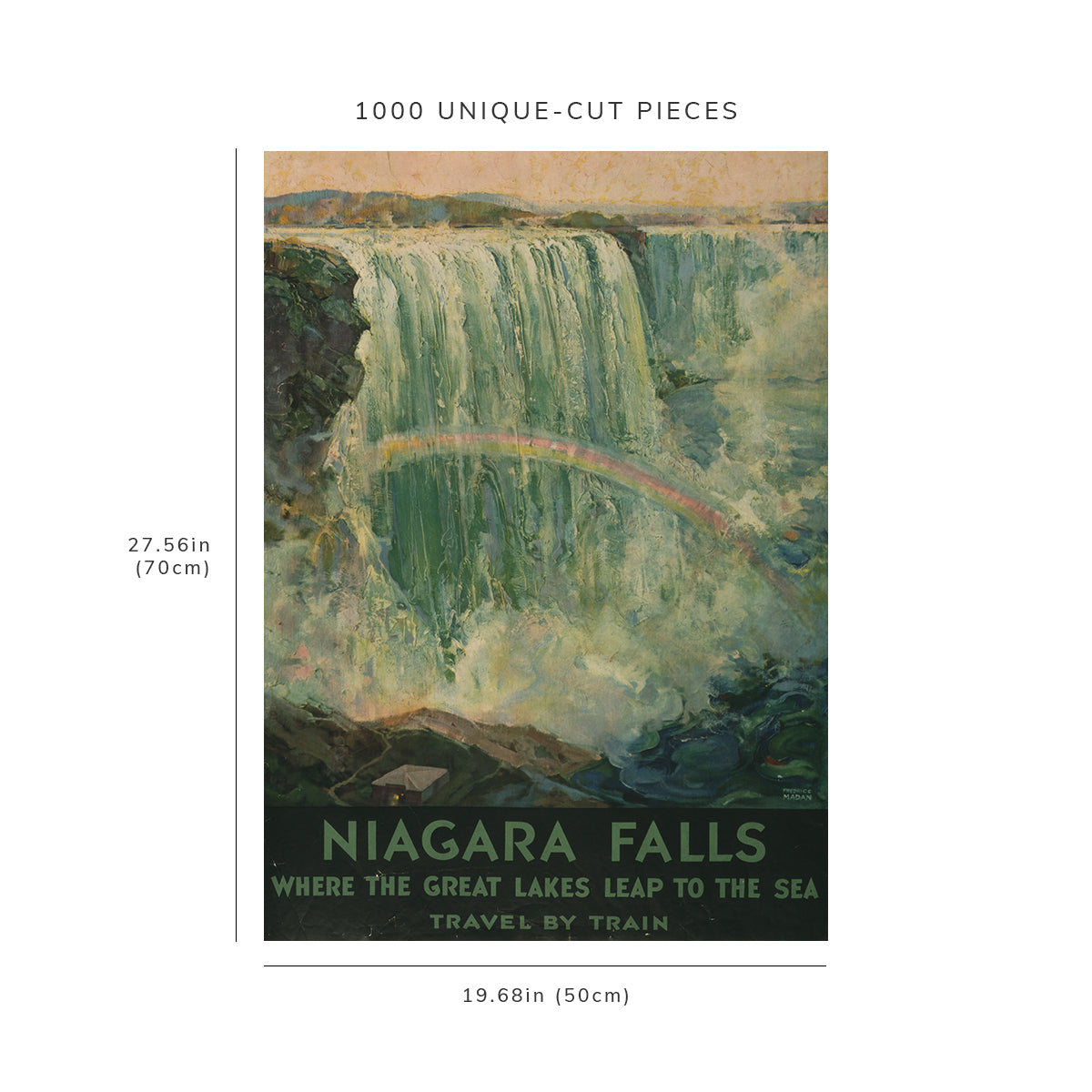 1000 piece puzzle - 1925 Photo: Niagara Falls | Travel by train | Family Entertainment | Jigsaw Puzzle Game