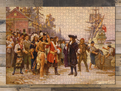1000 piece puzzle 1682 Photo: The Landing of William Penn, greeted by Native Americans Pennsylvania