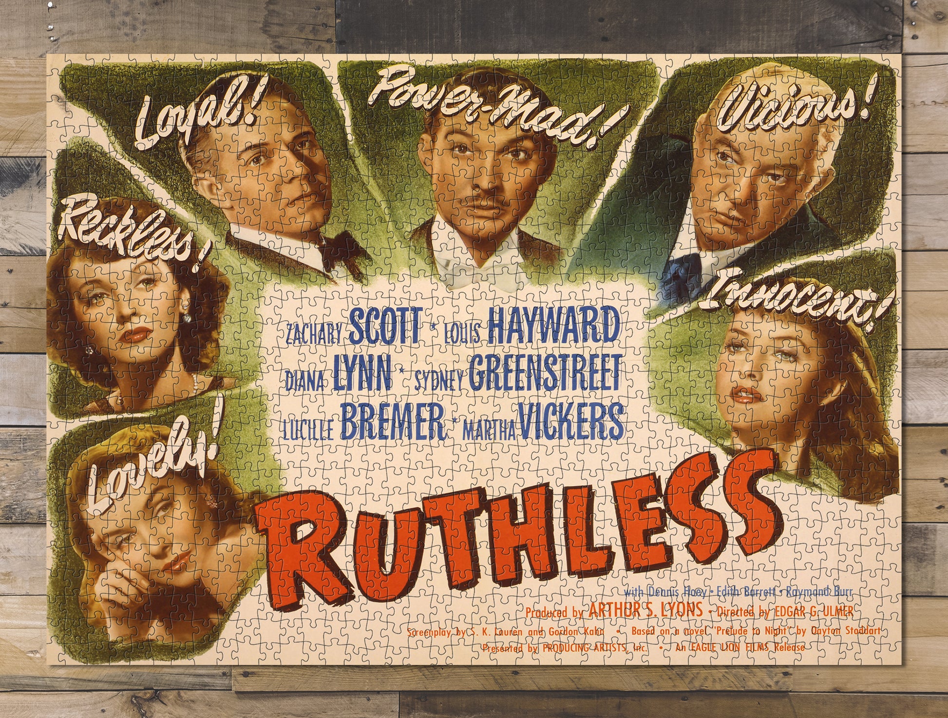 1000 piece puzzle Photo: Motion picture poster for "Ruthless" Jigsaw Puzzle Game for Adults Hand made