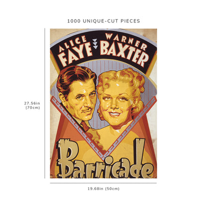 1000 piece puzzle - 1939 Photo: Barricade | Alice Faye | Warner Baxter | Family Entertainment
