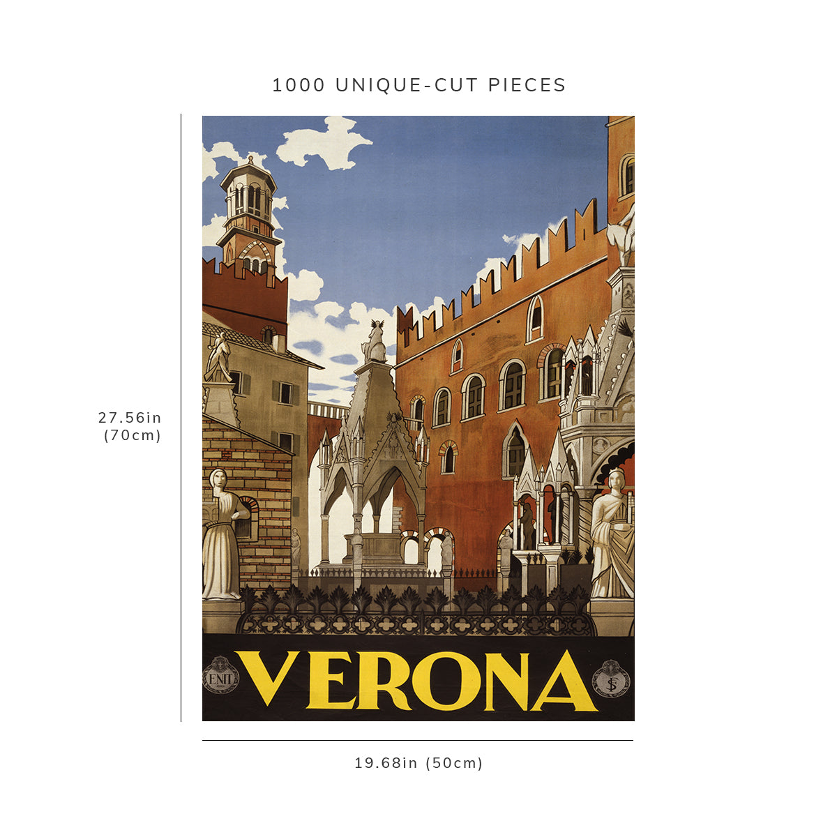 1000 piece puzzle - 1938 Photo: Verona Poster showing buildings and monuments | Birthday Present Gifts