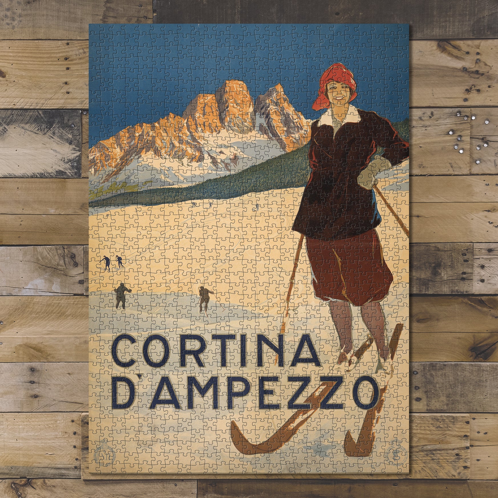 1000 piece puzzle 1920 Photo: Cortina d'Ampezzo Italy Skiing Ski Resort Birthday Present Gifts