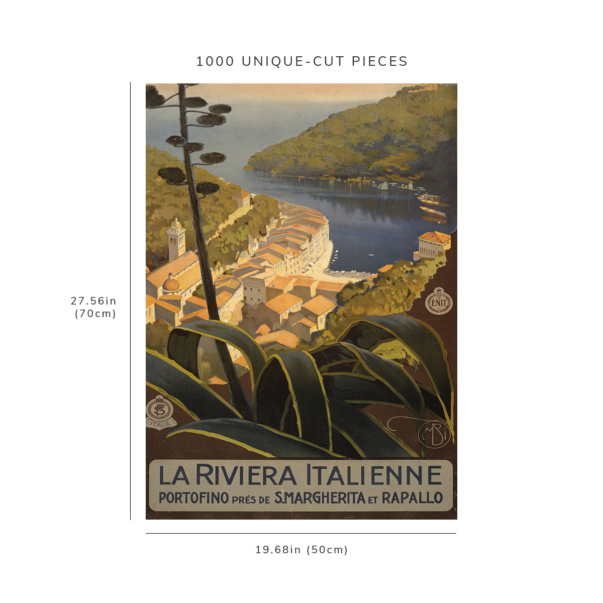 1000 piece puzzle - 1920 Photo: The Italian Riviera | Portofino near S. Margherita and Rapallo | Italy