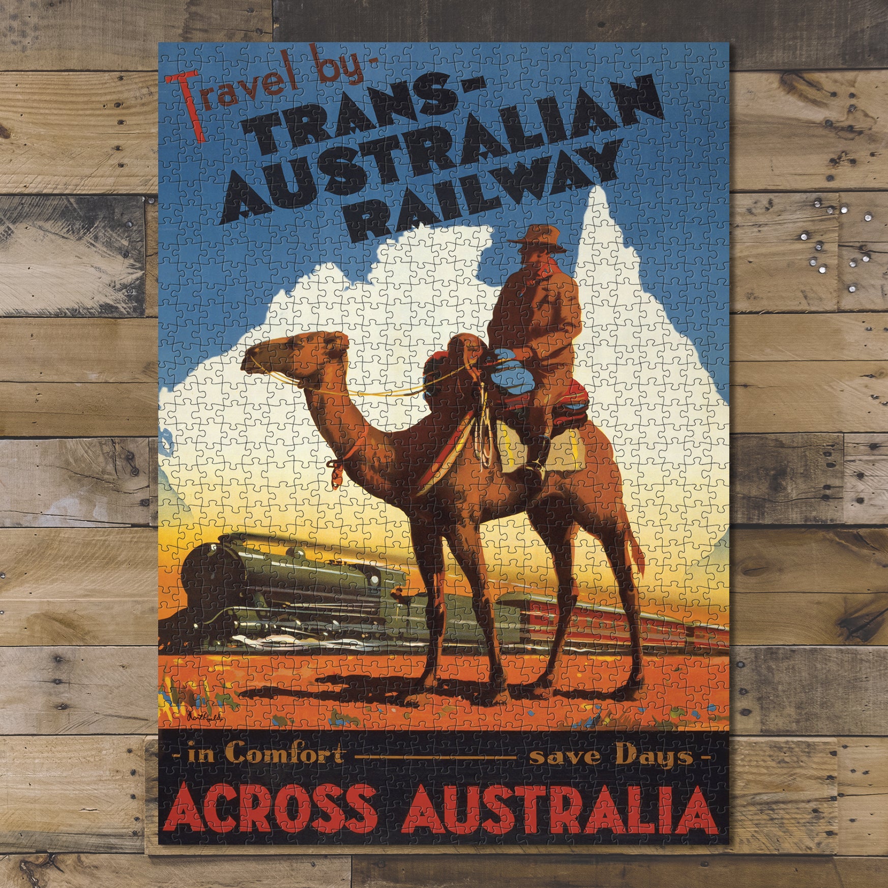 1000 piece puzzle 1930 Photo: Travel by Trans-Australian Railway across Australia Family Entertainment