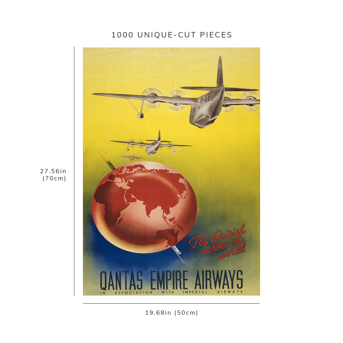 1000 piece puzzle - 1935 Photo: Fly British across the world Qantas Empire Airways | Birthday Present Gifts
