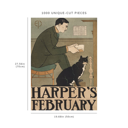 1000 piece puzzle - 1898 Photo: Harper's February | Man Reading | Edward Penfield | Family Entertainment