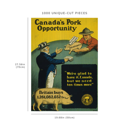 1000 piece puzzle - Photo: Canada's Pork Opportunity | World War | Great Britain | Birthday Present Gifts