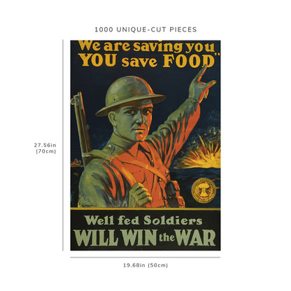 1000 piece puzzle - 1914 Photo: We are saving you, you save food | World War | Canada