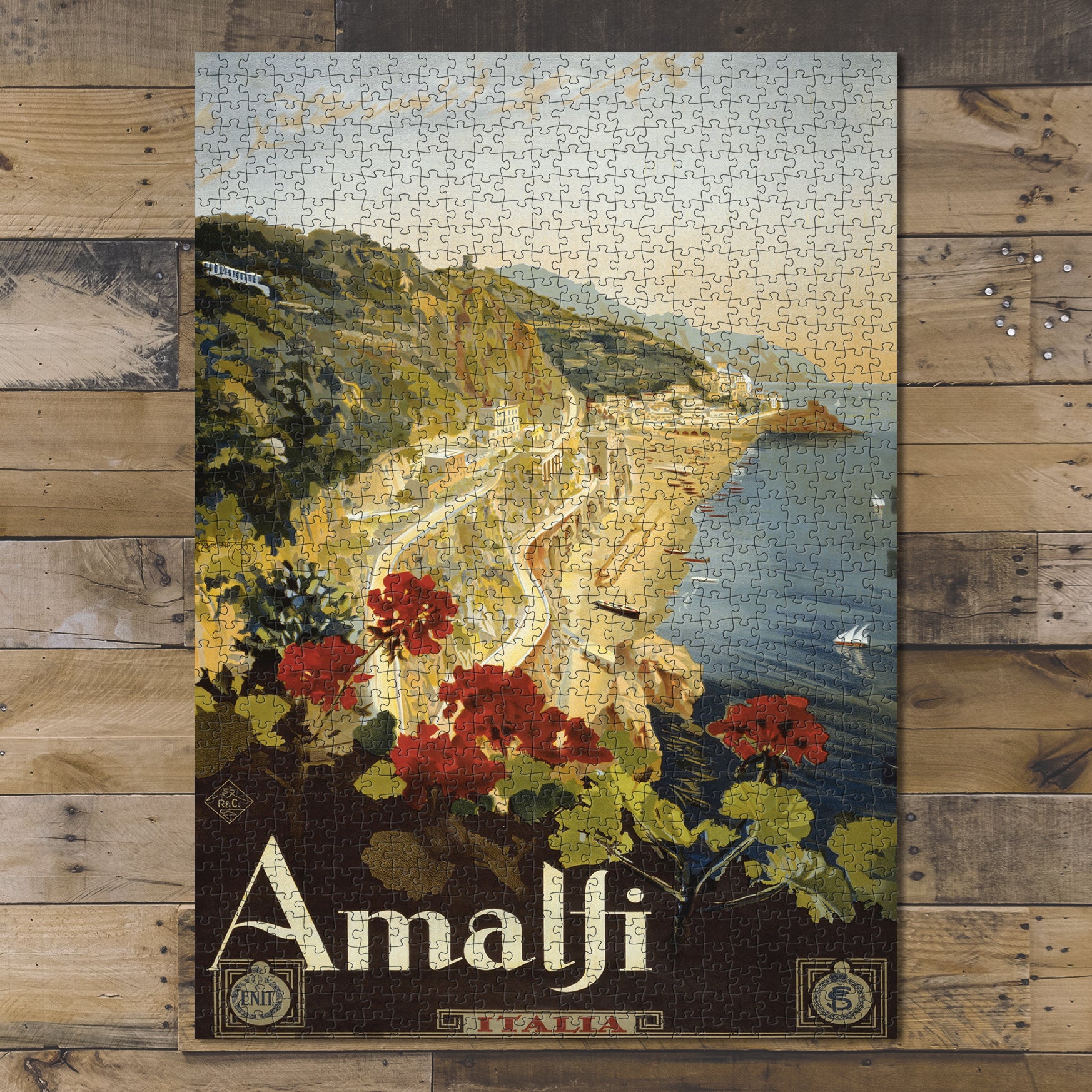 1000 piece puzzle 1915 Photo: Amalfi Coastline Geraniums Italia Mario Borgoni