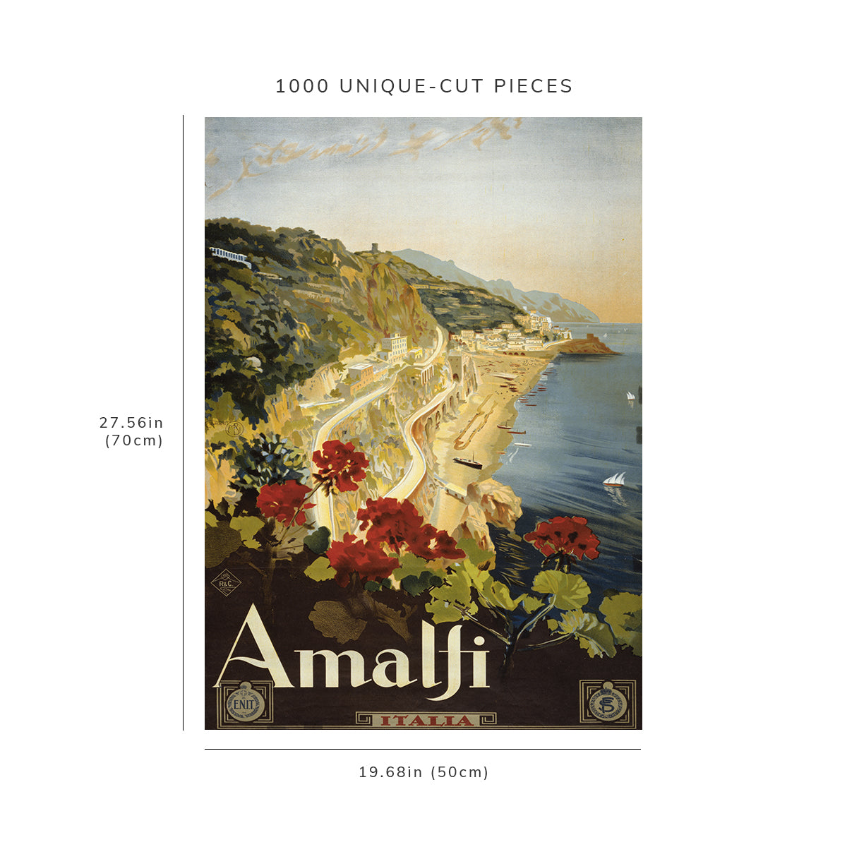 1000 piece puzzle - 1915 Photo: Amalfi Coastline | Geraniums | Italia | Mario Borgoni