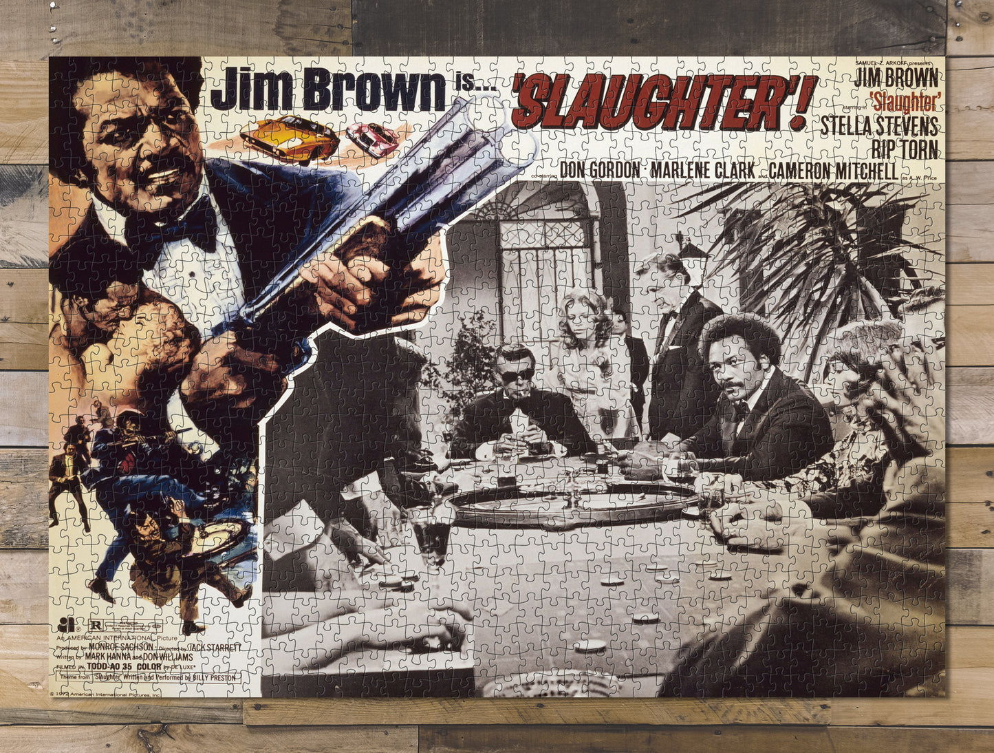 1000 piece puzzle Photo: Slaughter showing star Jim Brown at a roulette table, and wielding a gun