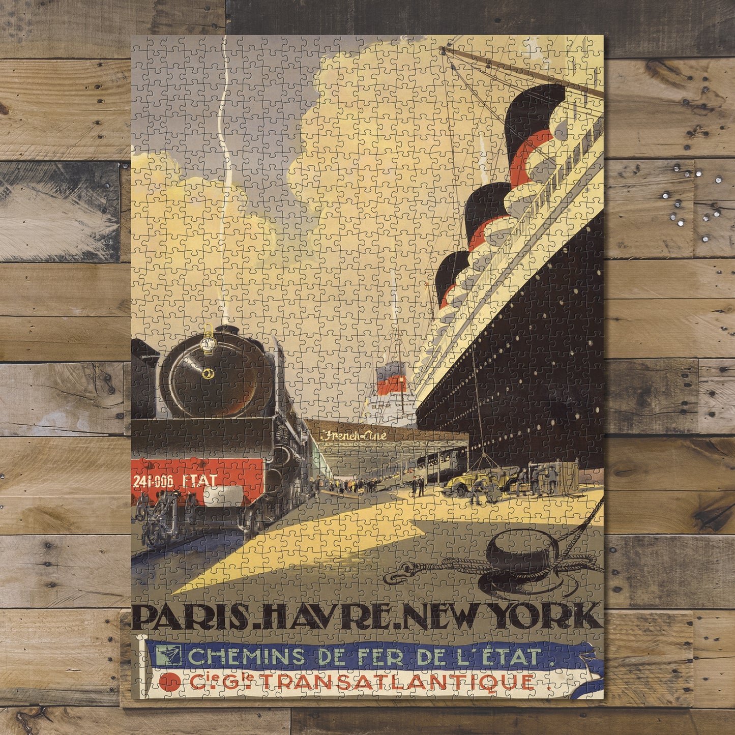 1000 piece puzzle 1925 Photo: Paris Havre New York Railroad France Family Entertainment