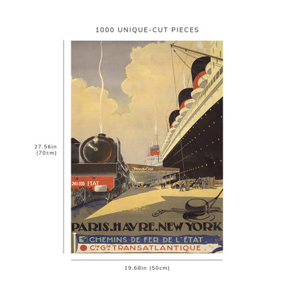 1000 piece puzzle - 1925 Photo: Paris | Havre | New York | Railroad | France | Family Entertainment