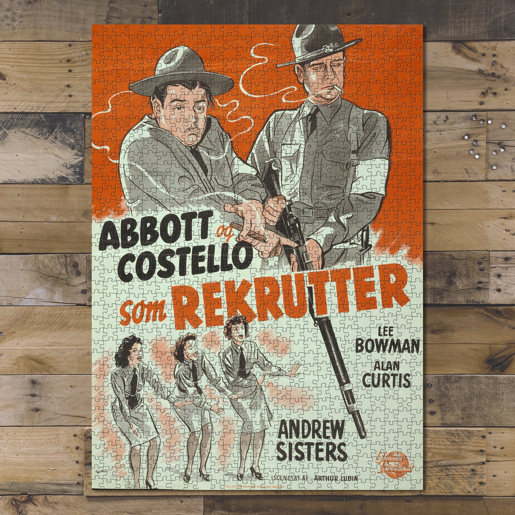 1000 piece puzzle 1950 Photo: As recruits, Abbott and Costello Andrews Sisters