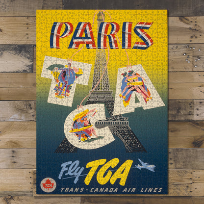1000 piece puzzle 1951 Photo: Paris, France Fly TCA Trans-Canada Air Lines Chorus Girls