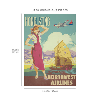 1000 piece puzzle - 1955 Photo: Hong Kong - Northwest Airlines | Airplanes | Chinese Junk | China
