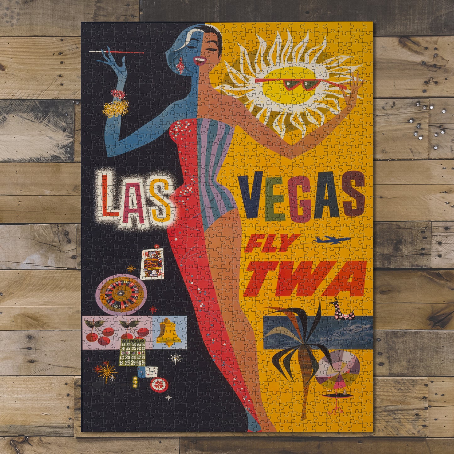 1000 piece puzzle Photo: Las Vegas fly TWA Jigsaw Puzzle Game for Adults Birthday Present Gifts