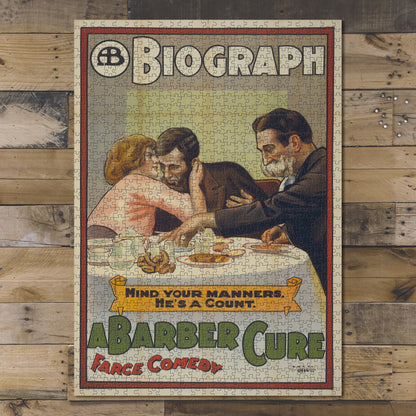 1000 piece puzzle 1913 Photo: Motion picture poster for "A Barber Cure" Family Entertainment