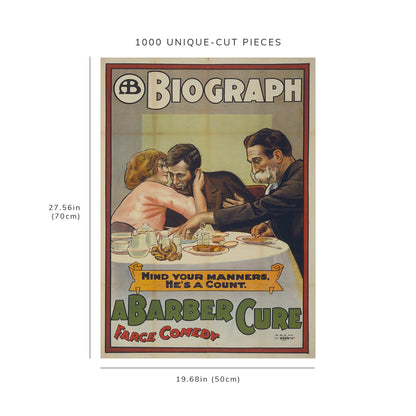 1000 piece puzzle - 1913 Photo: Motion picture poster for "A Barber Cure" | Family Entertainment