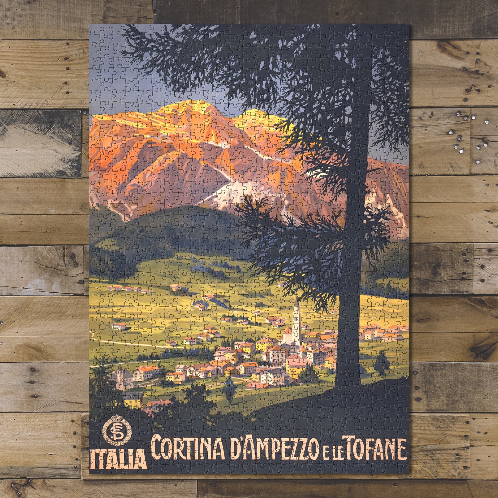 1000 piece puzzle 1920 Photo: Cortina d'Ampezzo e le Tofane, Italia Italy Birthday Present Gifts