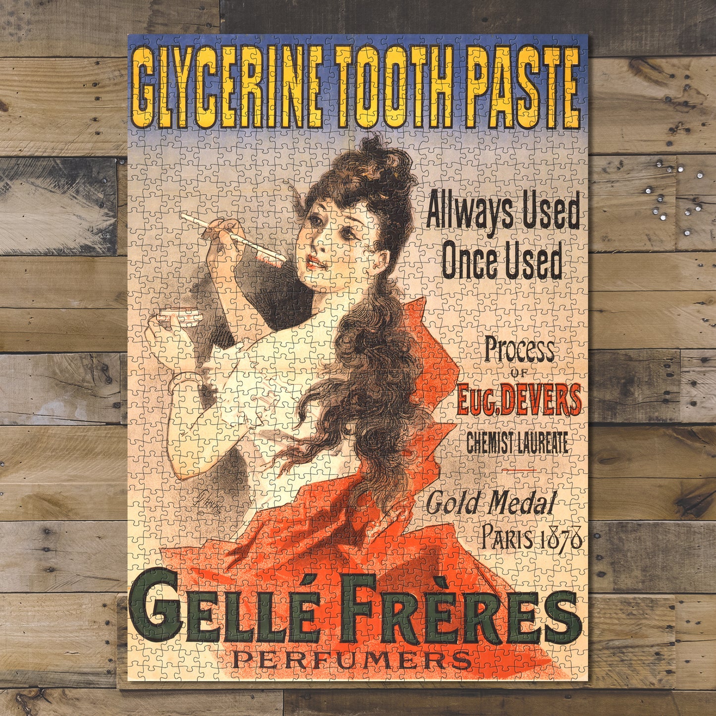 1000 piece puzzle 1889 Photo: Advertisement Glycerine Tooth Paste Gelle Freres Perfumers